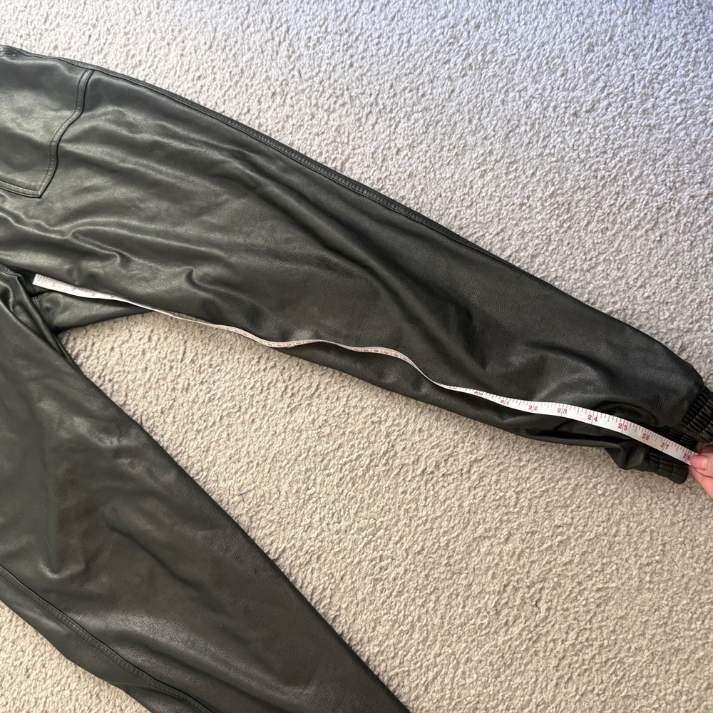 SPANX Black faux leather pull on joggers with pockets size L - Picture 9 of 9